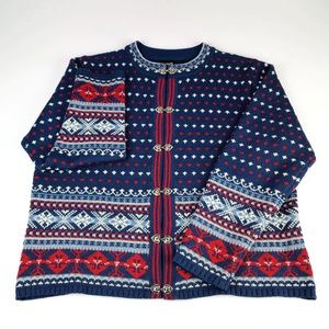 Guide Series Blue Red Cardigan Sweater Fair Isle